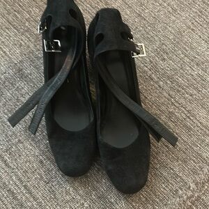 Saint Laurent Suede Mary jane block heels 40.5